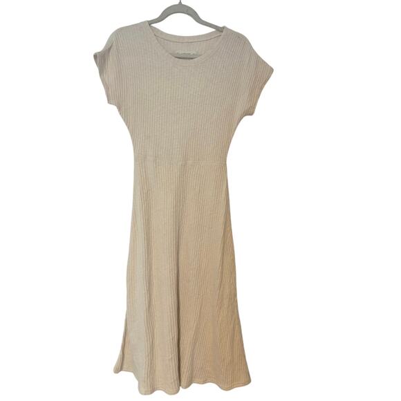 Everlane The Rib Knit Cap Sleeve Midi Dress In Bone Size XXS - Picture 3 of 8
